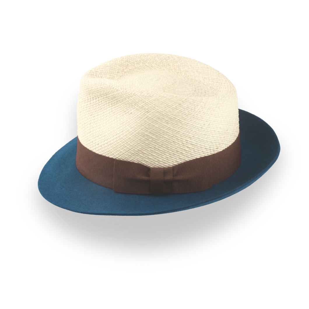 Summer Style Two-Tone Panama Fedora Hat with Felt Brim | The Alexander - Agnoulita Hats 2