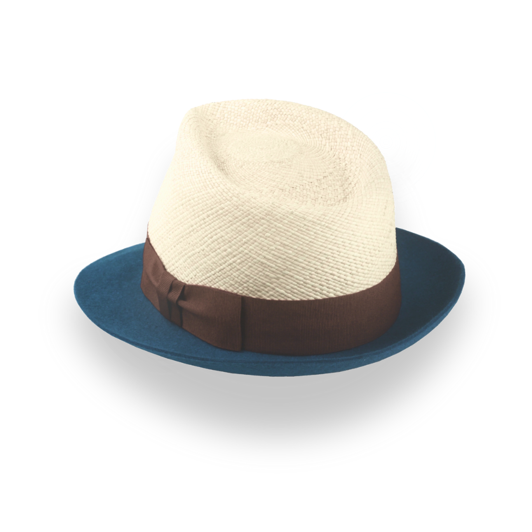Summer Style Two-Tone Panama Fedora Hat with Felt Brim | The Alexander - Agnoulita Hats 3