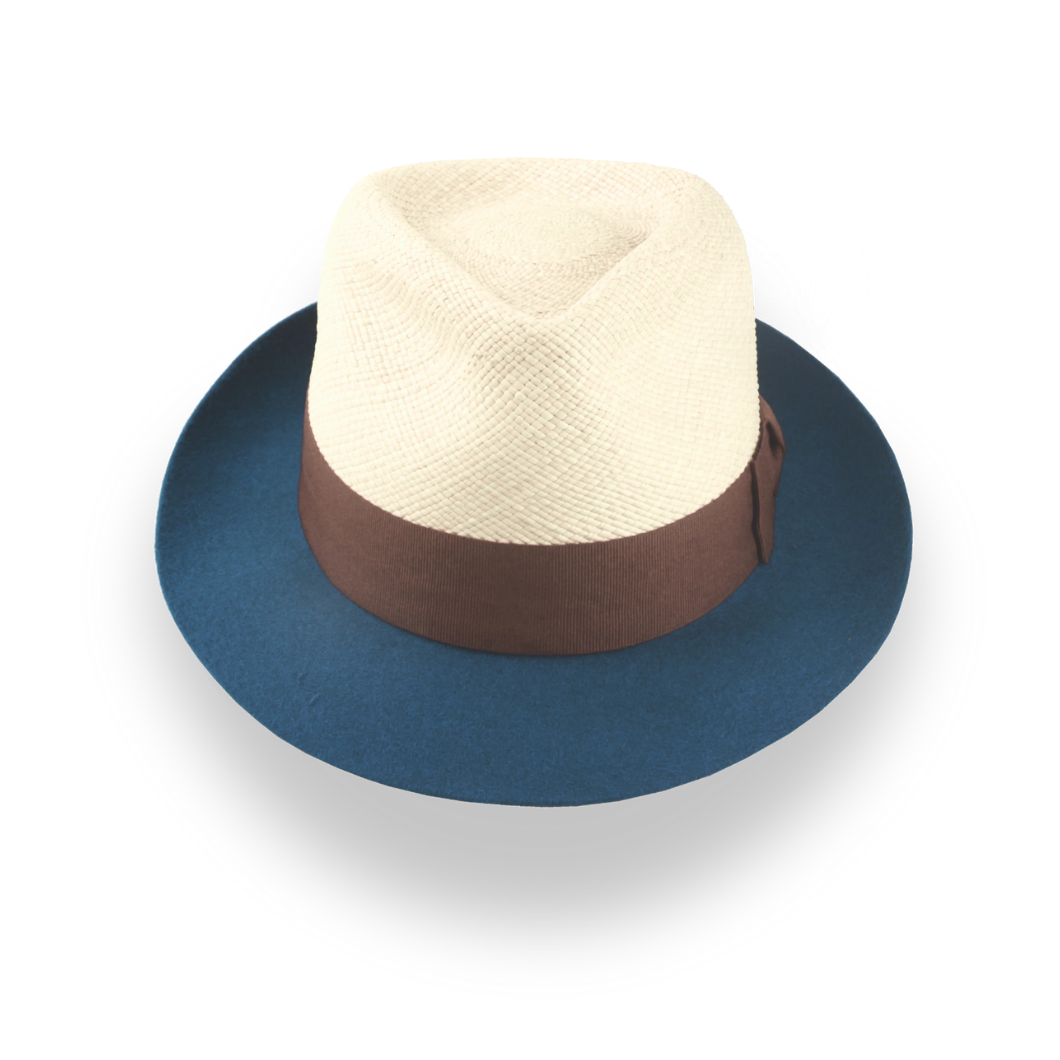 Summer Style Two-Tone Panama Fedora Hat with Felt Brim | The Alexander - Agnoulita Hats 6