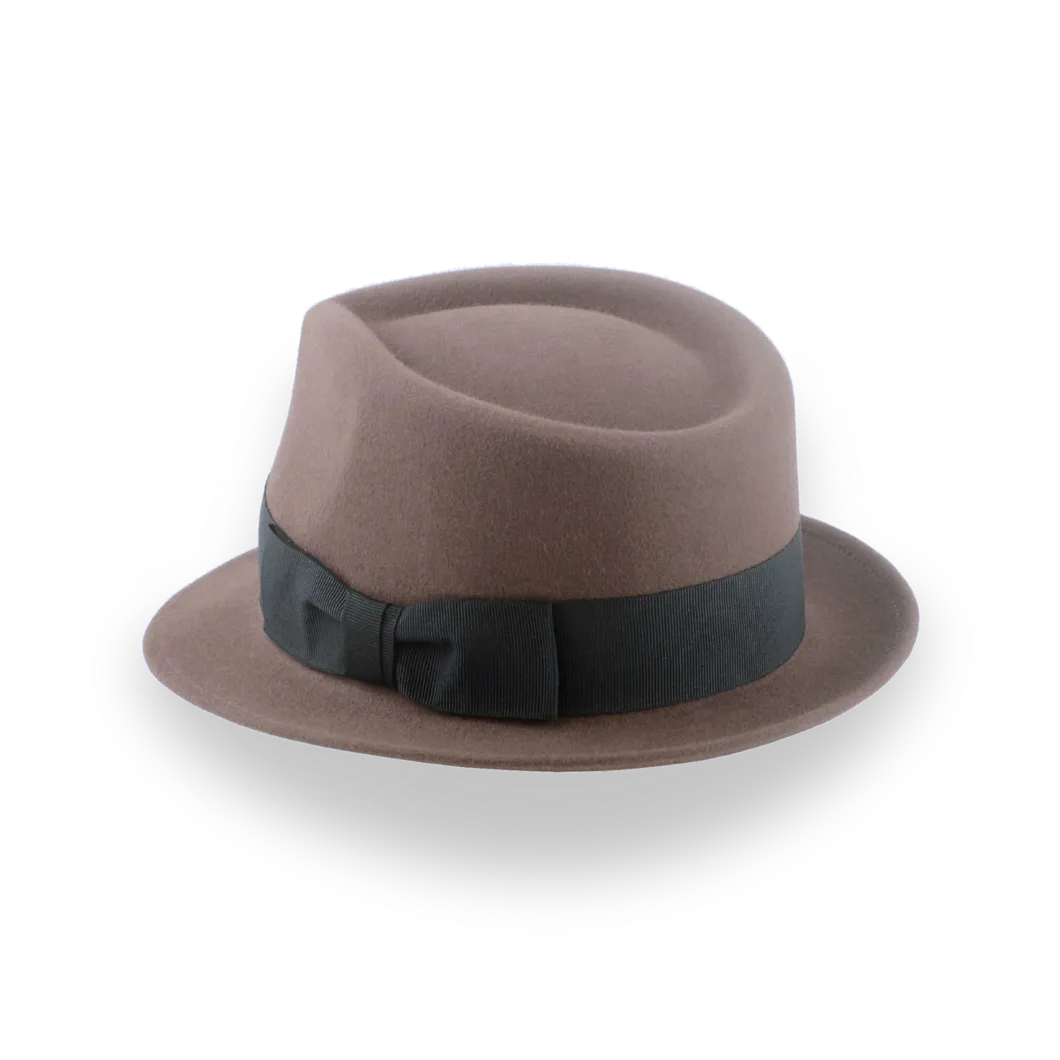 Taupe Brown Trilby Hat with Stylish Teardrop Crown | The Echo - Agnoulita Hats 3