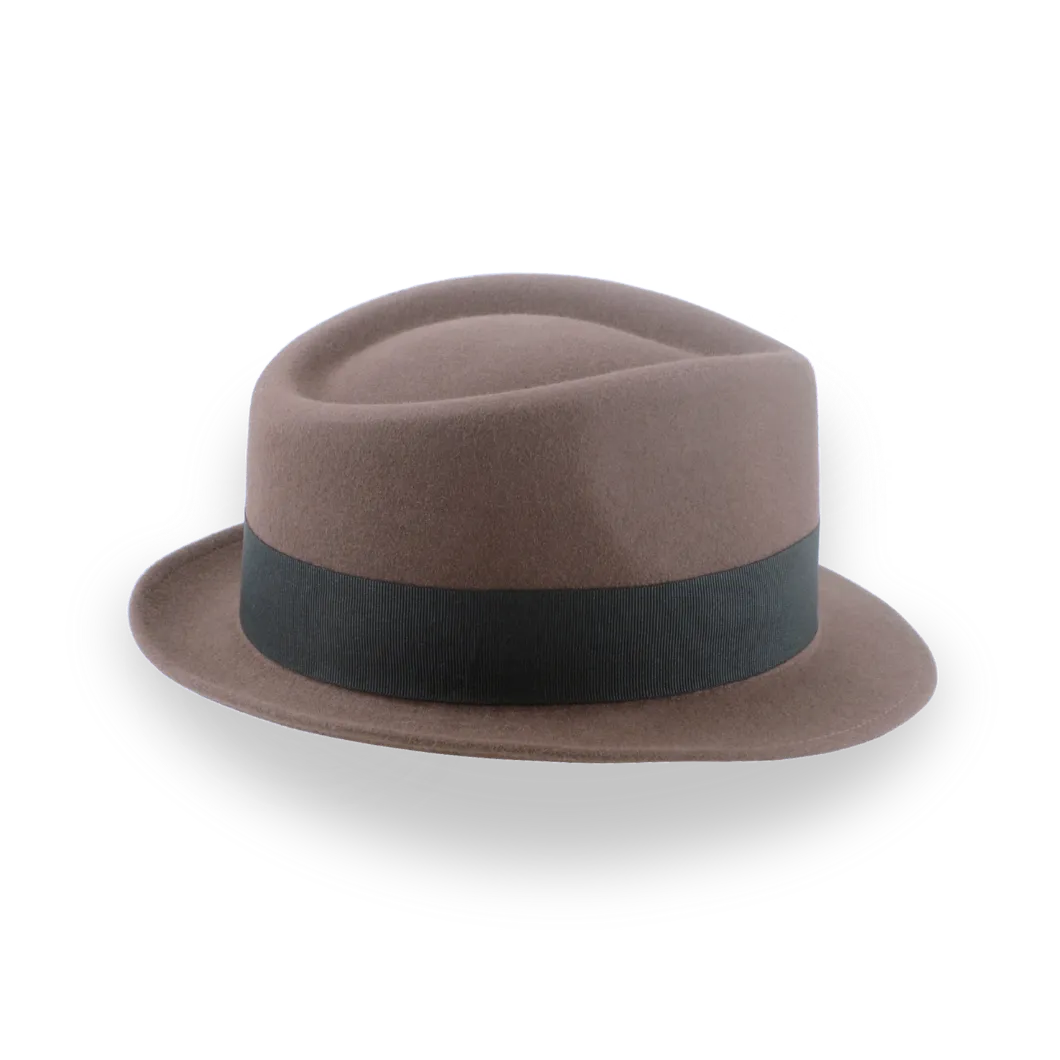 Taupe Brown Trilby Hat with Stylish Teardrop Crown | The Echo - Agnoulita Hats 5