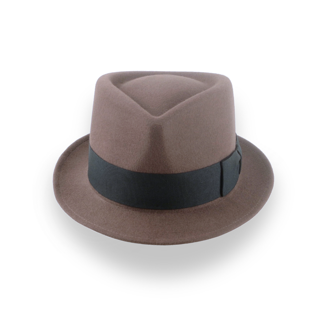 Taupe Brown Trilby Hat with Stylish Teardrop Crown | The Echo - Agnoulita Hats 6