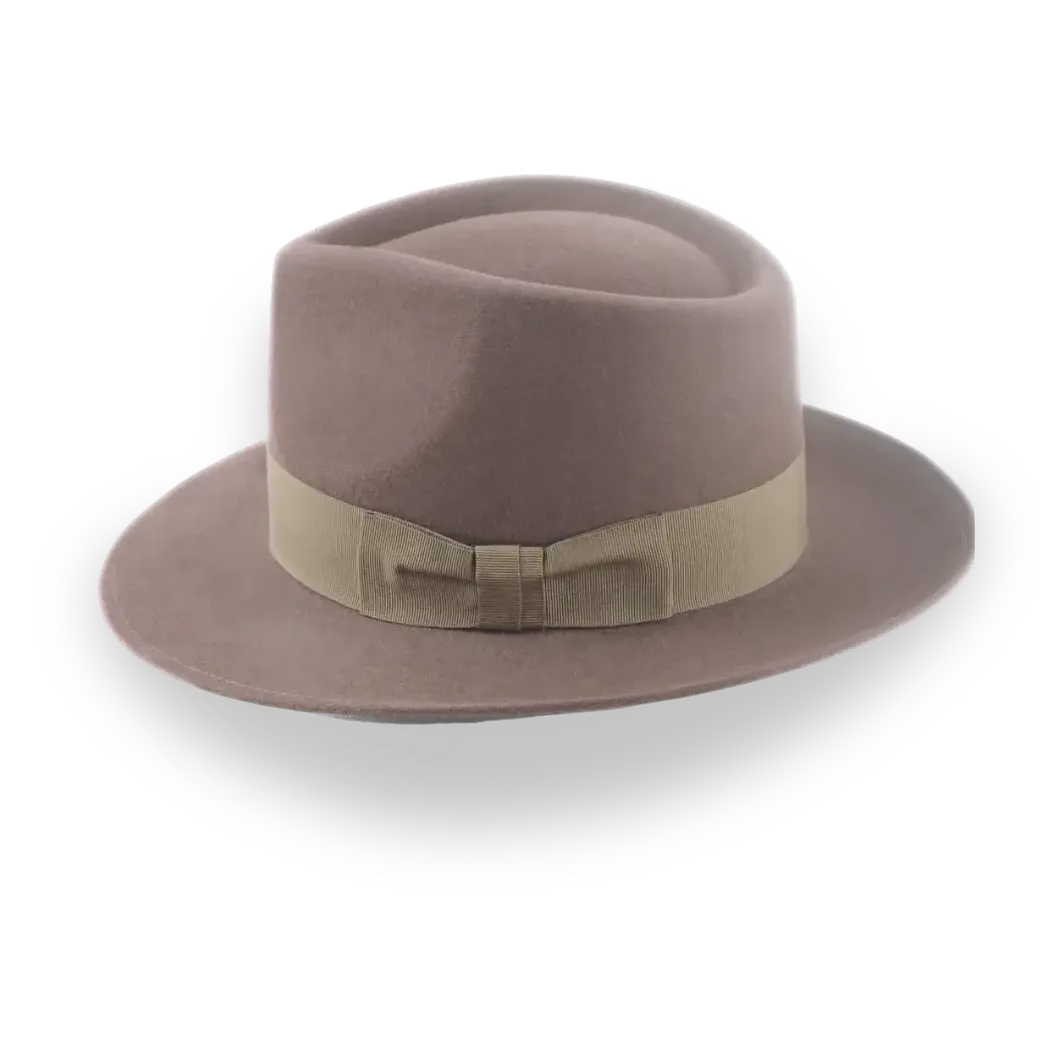 Taupe Brown Wide Brim Fedora For Men | The Sovereign - Agnoulita Hats 2