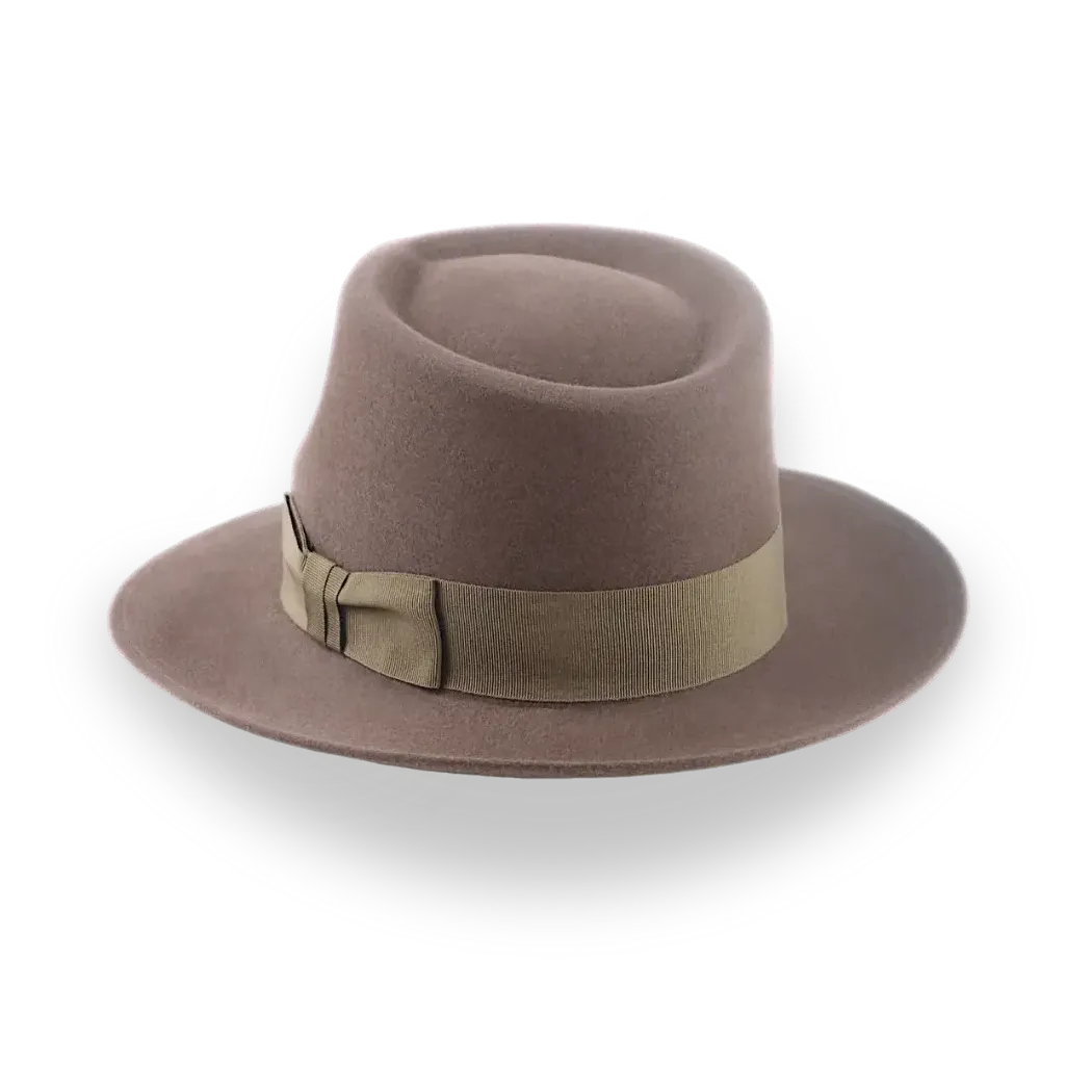 Taupe Brown Wide Brim Fedora For Men | The Sovereign - Agnoulita Hats 3