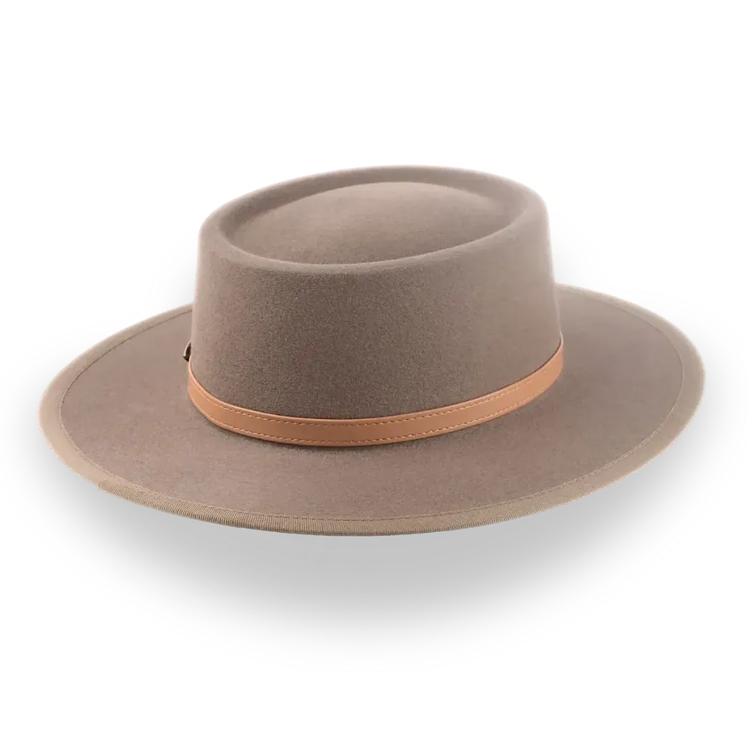 Taupe Brown Wide Brim Western Country Hat in Fur Felt | The Talisman - Agnoulita Hats 4