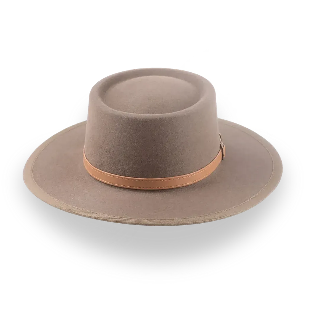 Taupe Brown Wide Brim Western Country Hat in Fur Felt | The Talisman - Agnoulita Hats 6