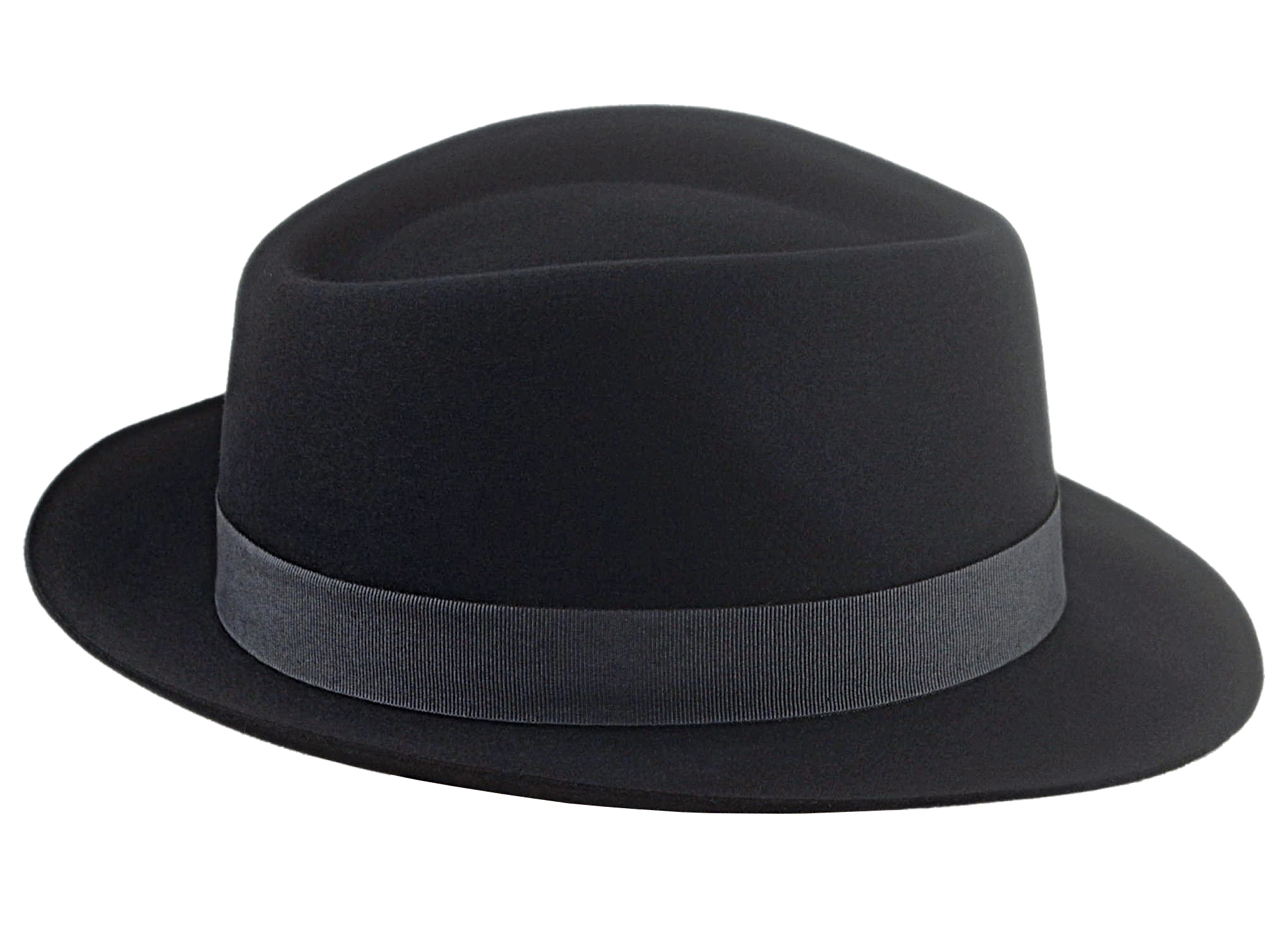 Trilby Fedora Hat for Men | The COOPER | Custom Handmade Hats Agnoulita Hats 5 | Black, Men's Fedora, Rabbit fur felt, Teardrop