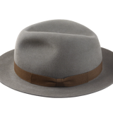 The Icon: Detailed view of the fedora's grosgrain trim and ribbon detail craftsmanship | Agnoulita Hats