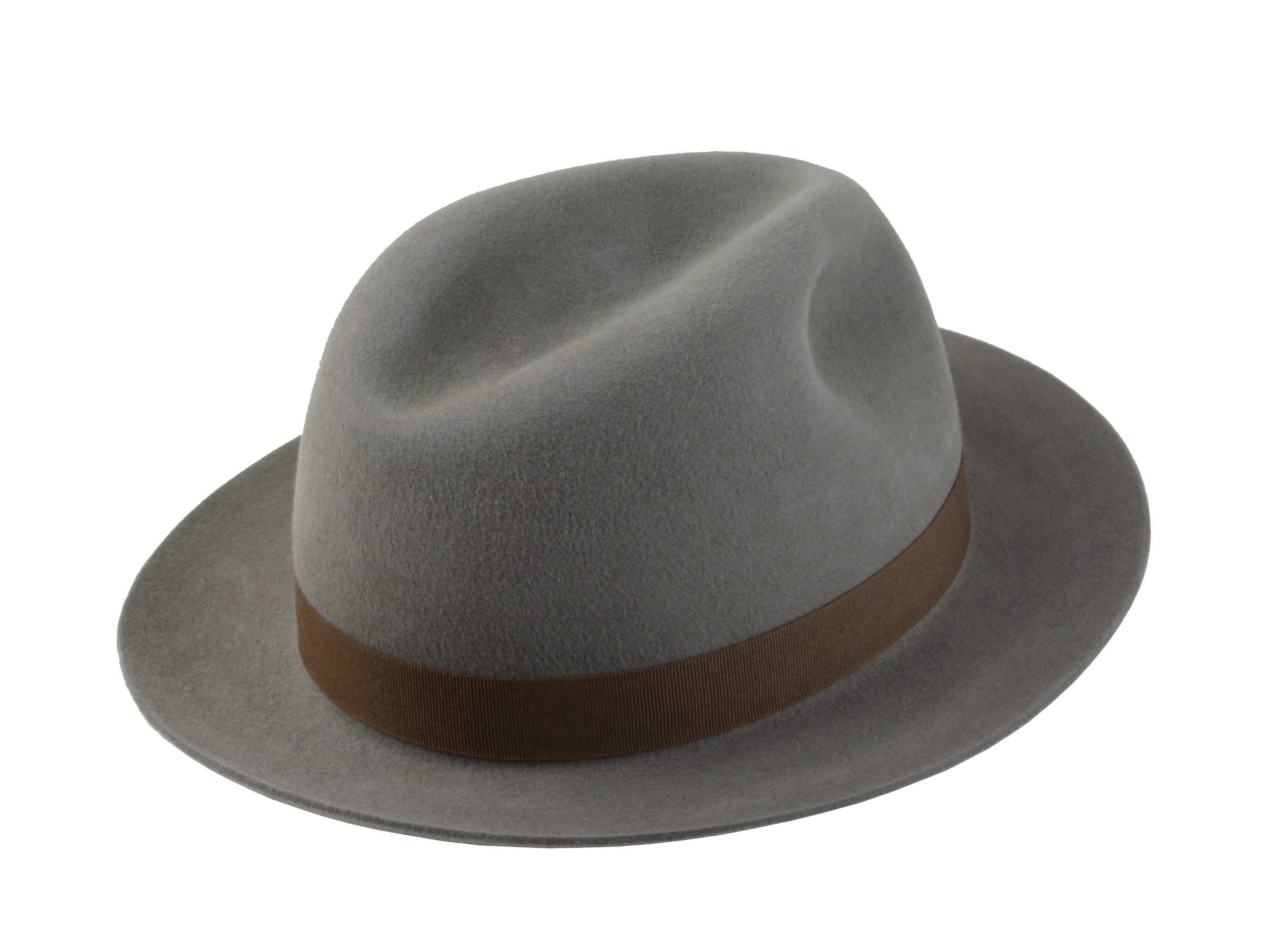 The Icon: Angled view showcasing the raw-edge snap brim of the timeless fedora | Agnoulita Hats