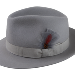 Side view of the Phoenix Fedora, focusing on the quality craftsmanship and stylish feather accent.