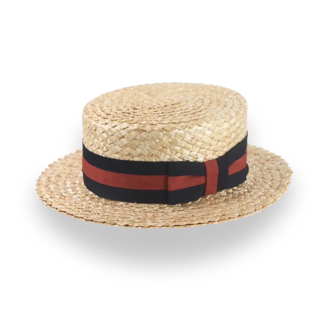 Vintage Style Mens Straw Boater Hat with Custom Options | The Skimmer - Agnoulita Hats 1