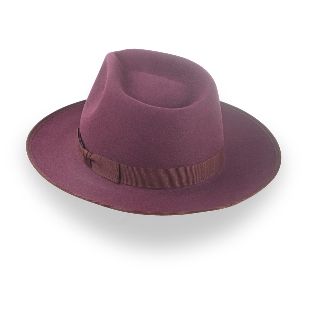 Wine Red Wide Brim Fedora Hat with Custom Options | The Ulysses - Agnoulita Hats 3