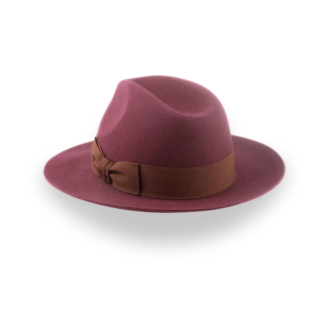 Wine Wide Brim Fedora Hat for Women in Lush Fur Felt | The Pinnacle - Agnoulita Hats 3
