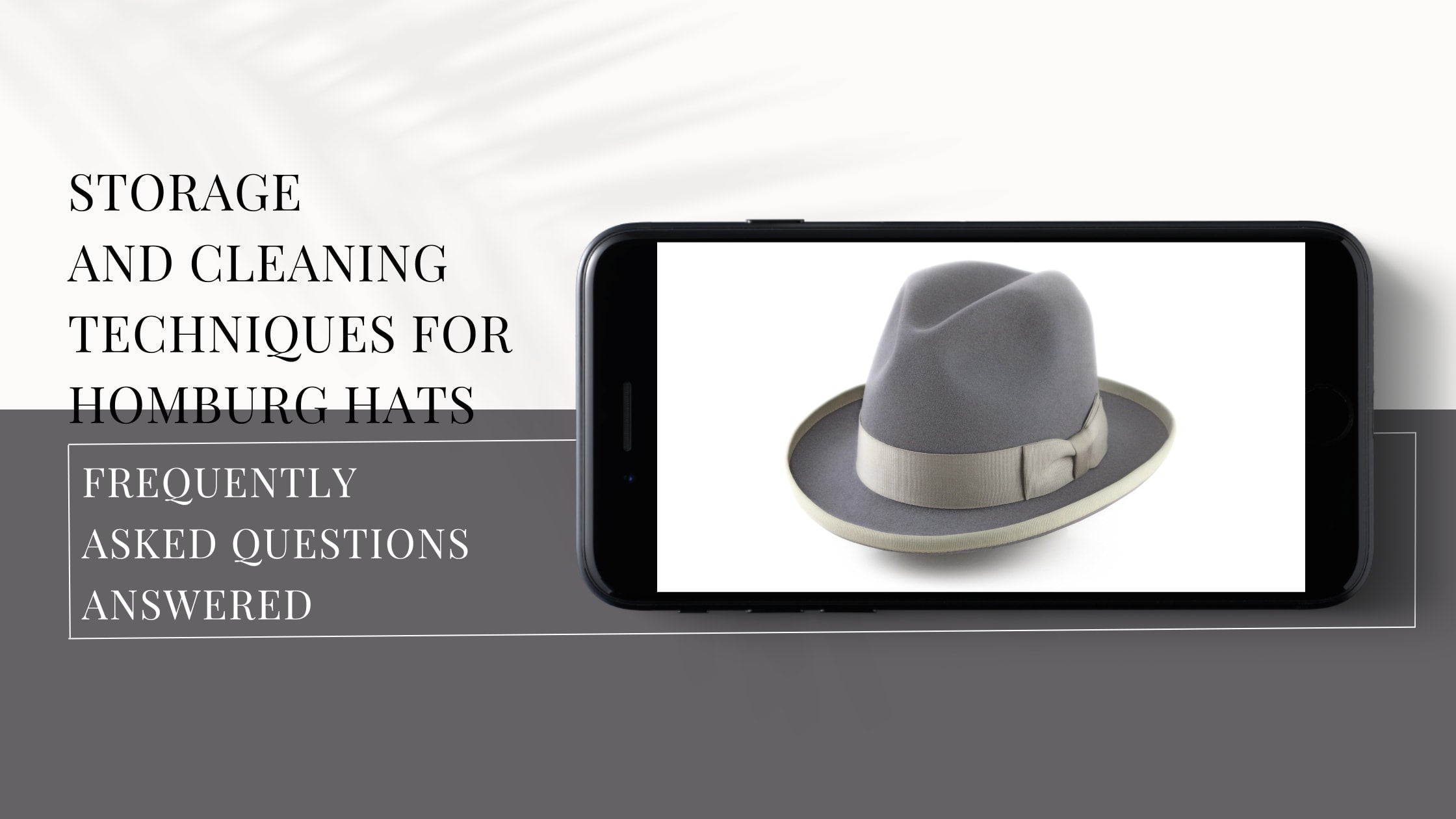 A photo of a Homburg hat displayed on a phone screen. The image represents the blog post topic on storage and cleaning techniques for Homburg hats.