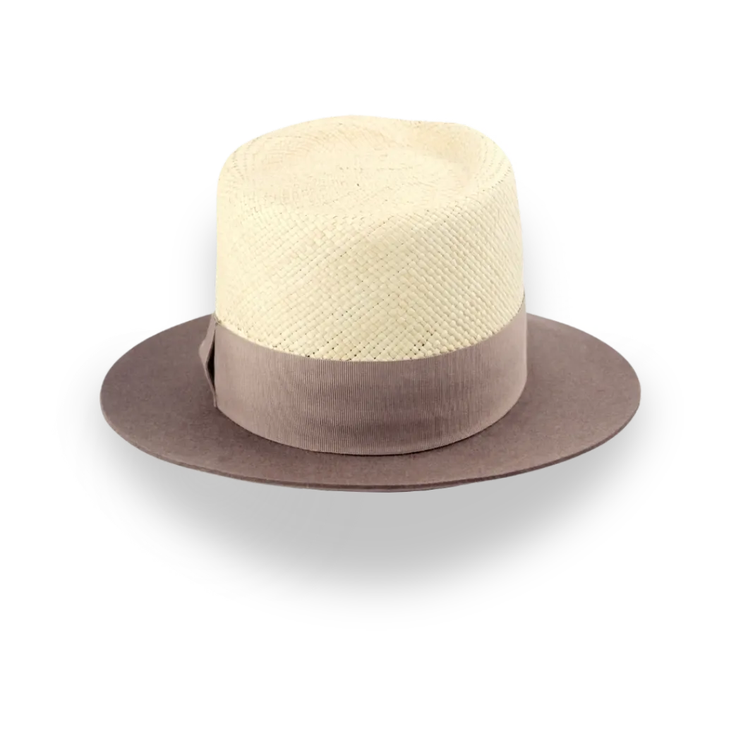 Summer Style Two-Tone Panama Fedora Hat with Felt Brim | The Alexander - Agnoulita Hats 3 