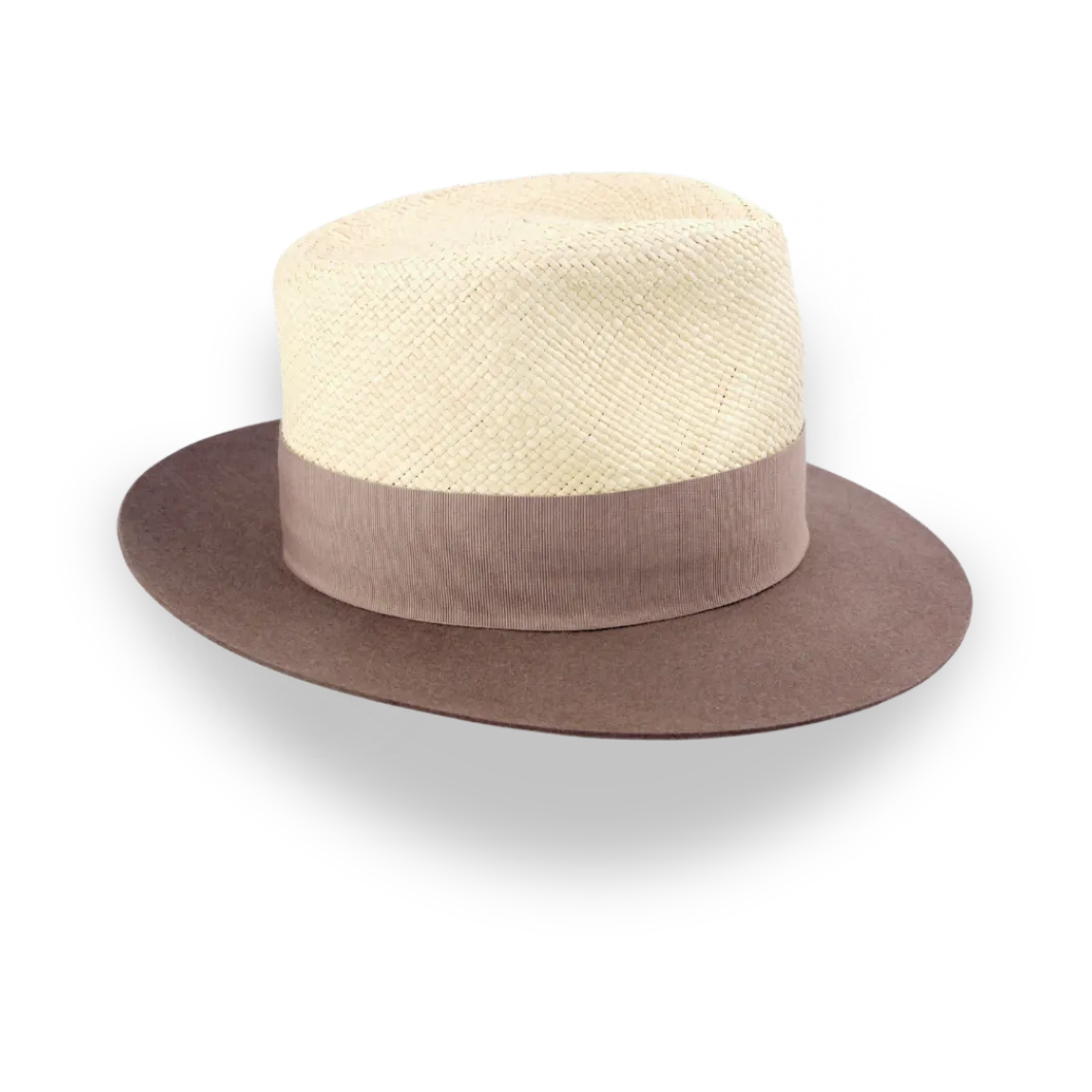 Summer Style Two-Tone Panama Fedora Hat with Felt Brim | The Alexander - Agnoulita Hats 5 