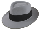 Close-up of the Julep, a wide brim fedora with a teardrop crown design.