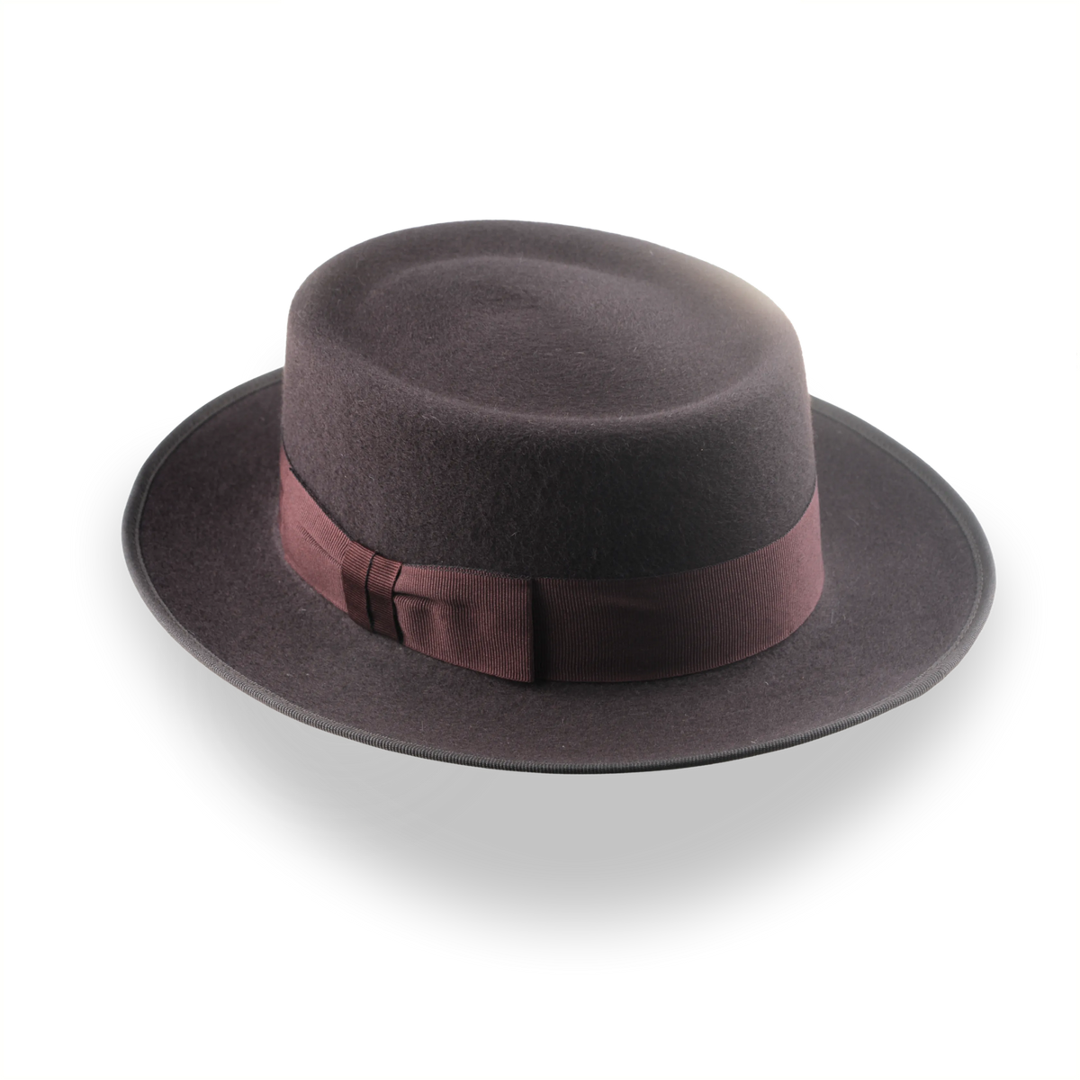 Pistil Wool Burgundy Fedora Brown Leather Band Plum Red Burgundy Suffolk Fedora, Bronze Feather - Hicks & Brown main image 3