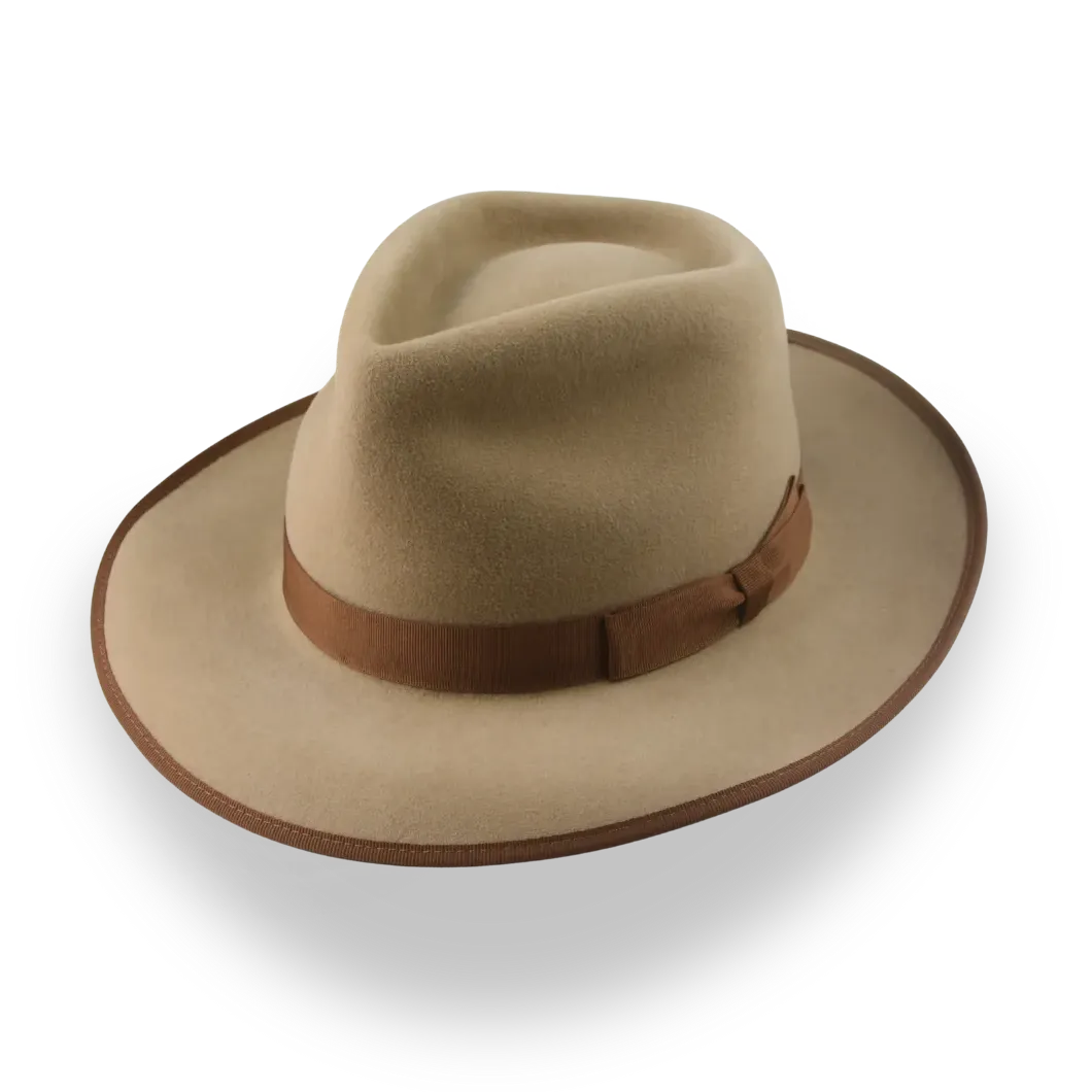 The Meridian Vintage Diamond Crown Fedora Suede Finish