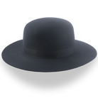 Black wide-brimmed hat on a white background