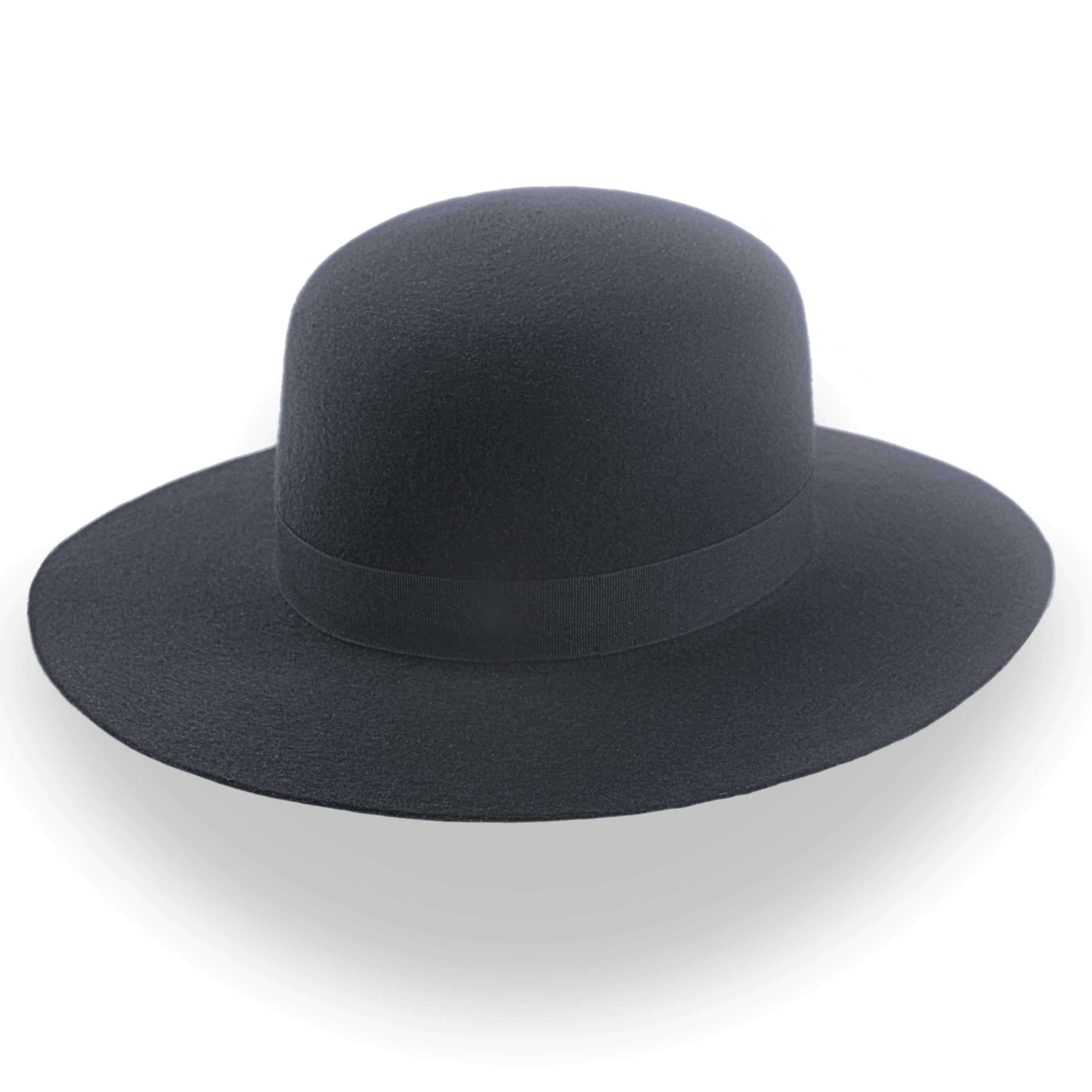 Black wide-brimmed hat on a white background