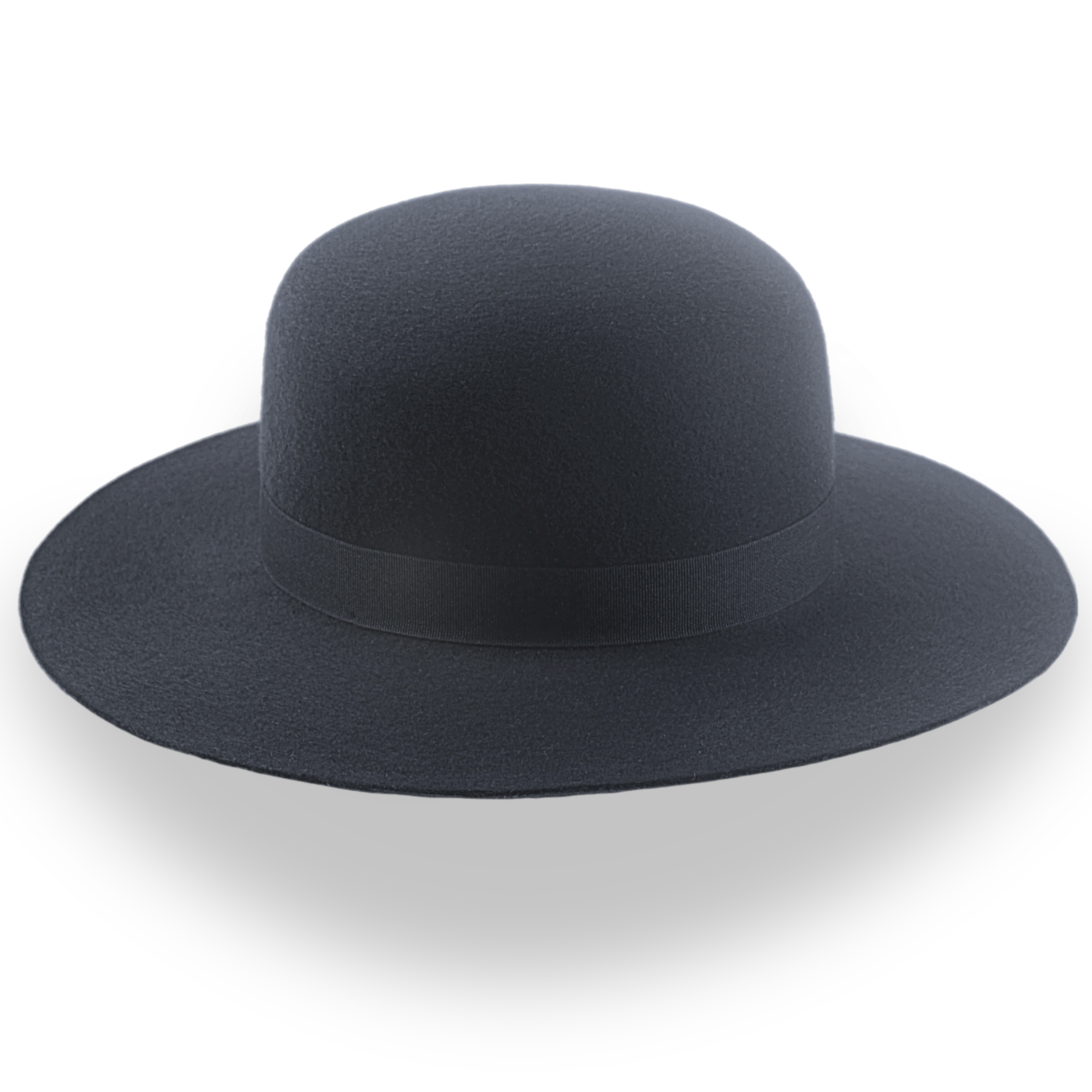Black wide-brimmed hat on a white background