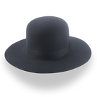 Black wide-brimmed hat on a white background