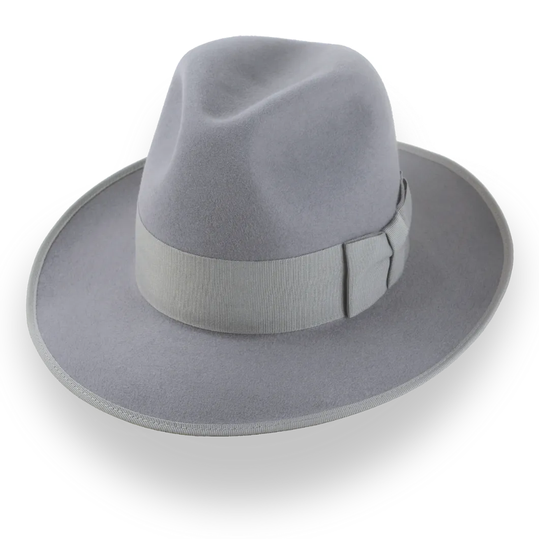 Medium Grey Tall Crown Fedora Hat in Luxurious Rabbit Fur | The Duke - Agnoulita Hats 1 