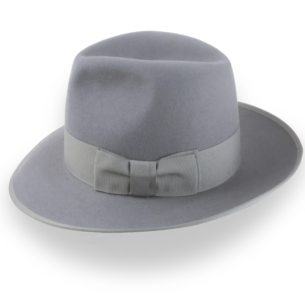 Medium Grey Tall Crown Fedora Hat in Luxurious Rabbit Fur | The Duke - Agnoulita Hats 2 