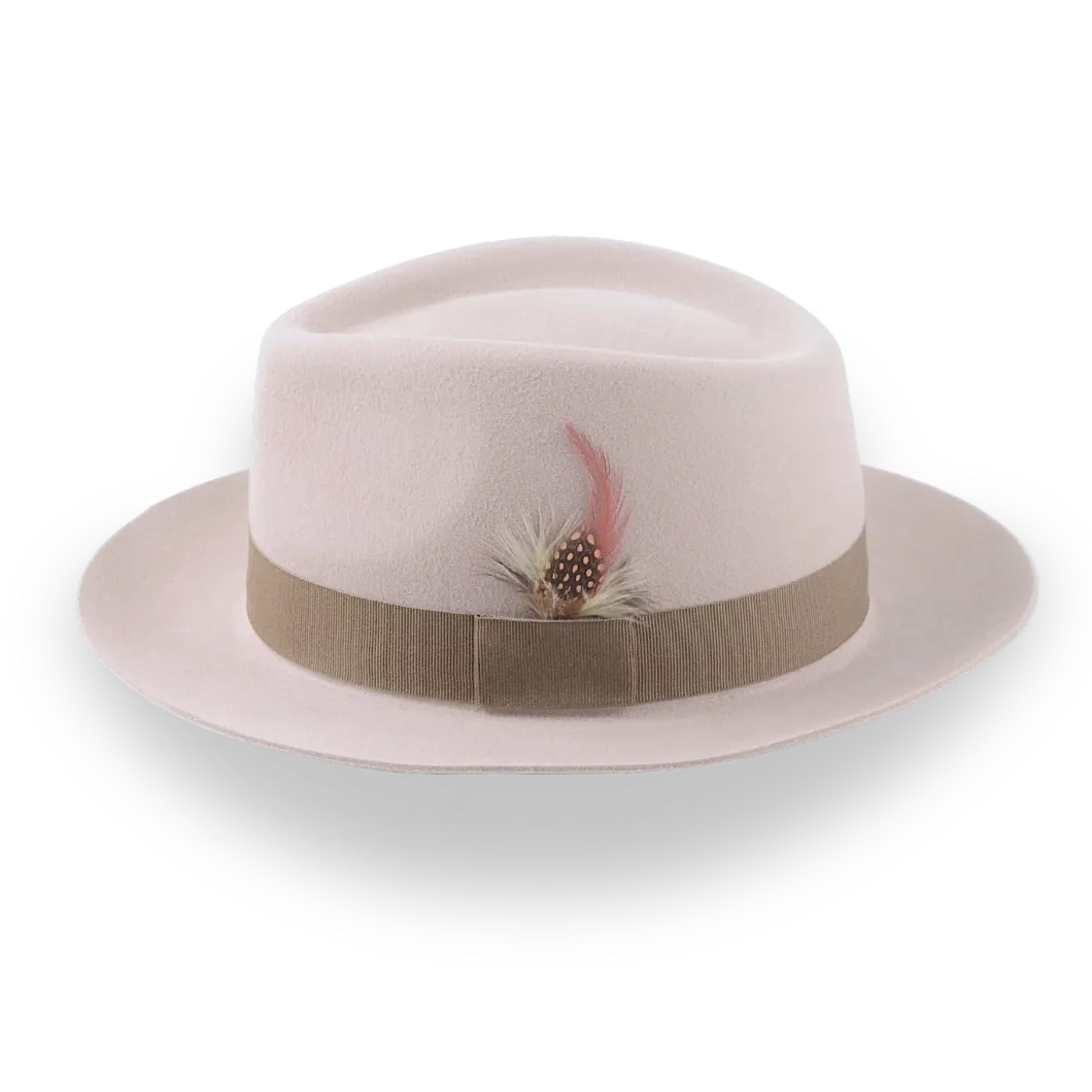 Alabaster Beige Medium Crown Fedora Hat in Fur Felt | The Clubber - Agnoulita Hats 2 