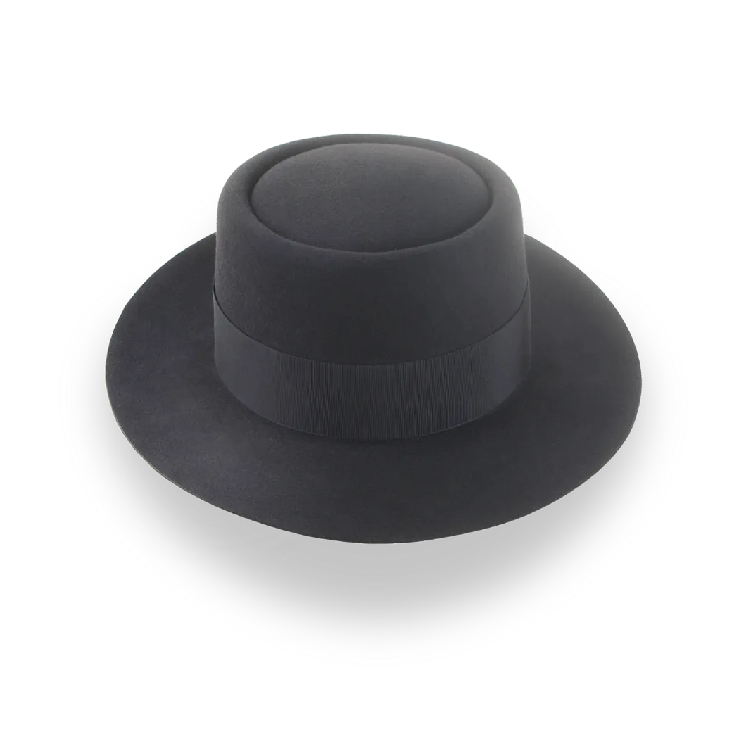 All Black Jazz Musician Hat in Smooth Fur Felt | The Cosmo - Agnoulita Hats 6 