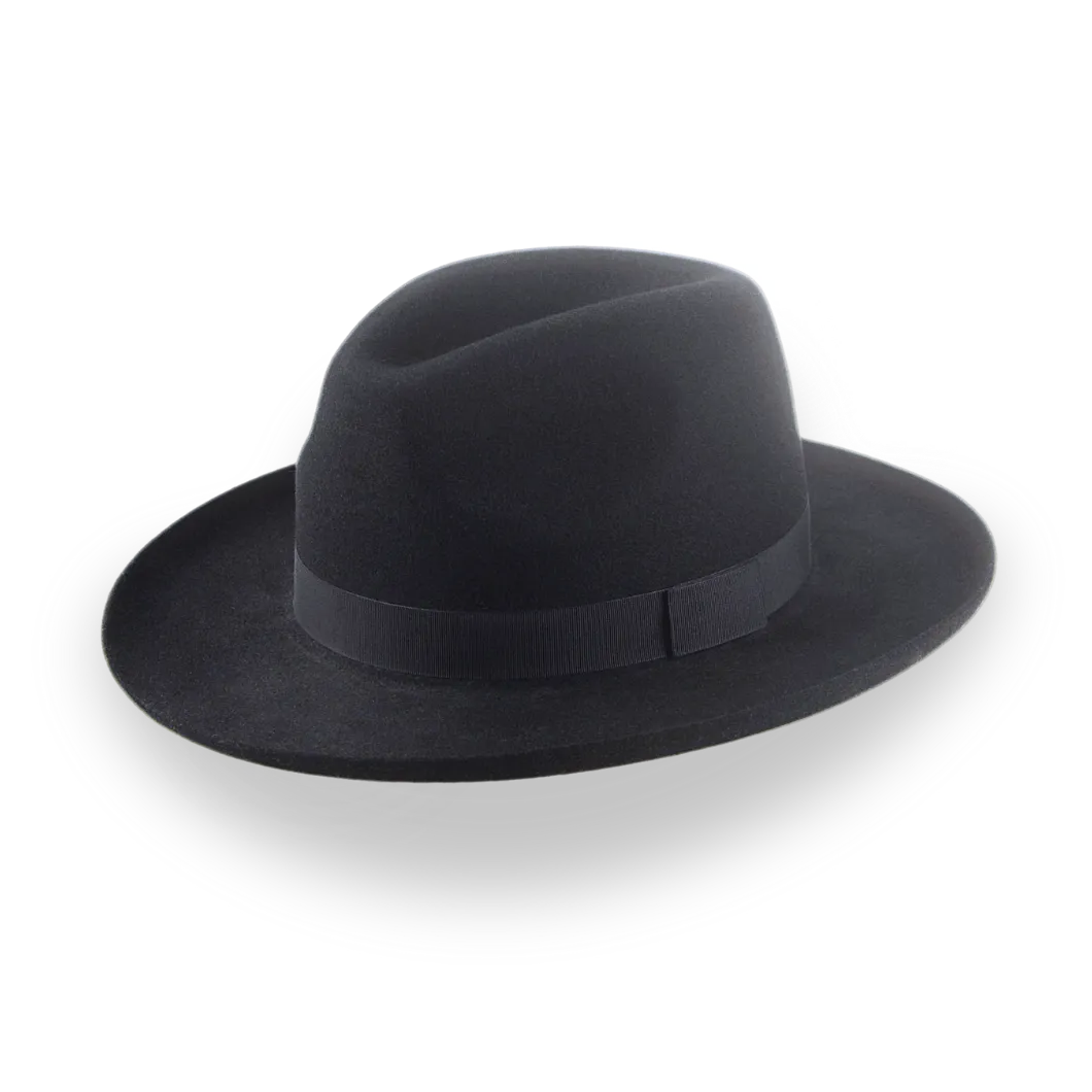 All Black Pencil Rolled Brim Fedora Hat for Men | The Rocco - Agnoulita Hats 1 