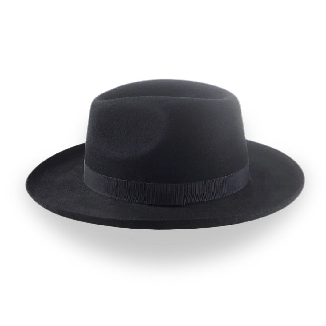 All Black Pencil Rolled Brim Fedora Hat for Men | The Rocco - Agnoulita Hats 2 