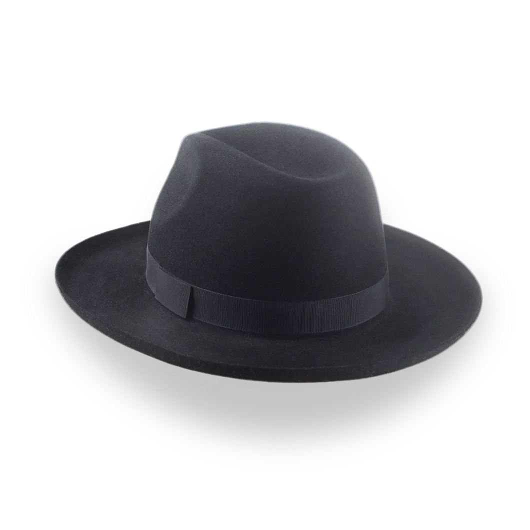 All Black Pencil Rolled Brim Fedora Hat for Men | The Rocco - Agnoulita Hats 3 