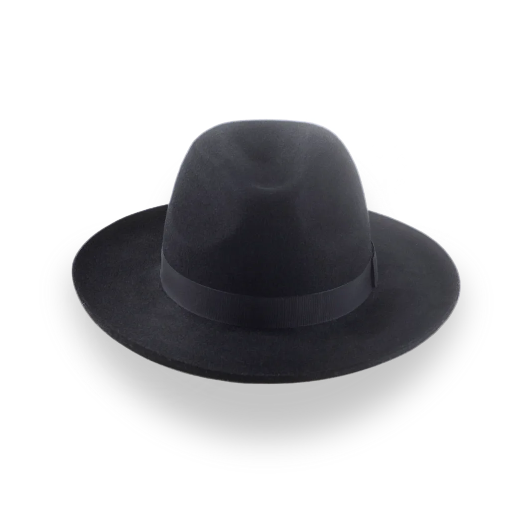 All Black Pencil Rolled Brim Fedora Hat for Men | The Rocco - Agnoulita Hats 6 