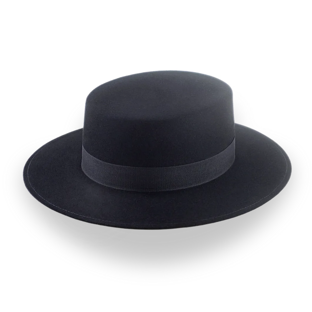 All Black Western Style Felt Boater Hat | The Hawk - Agnoulita Hats 4 