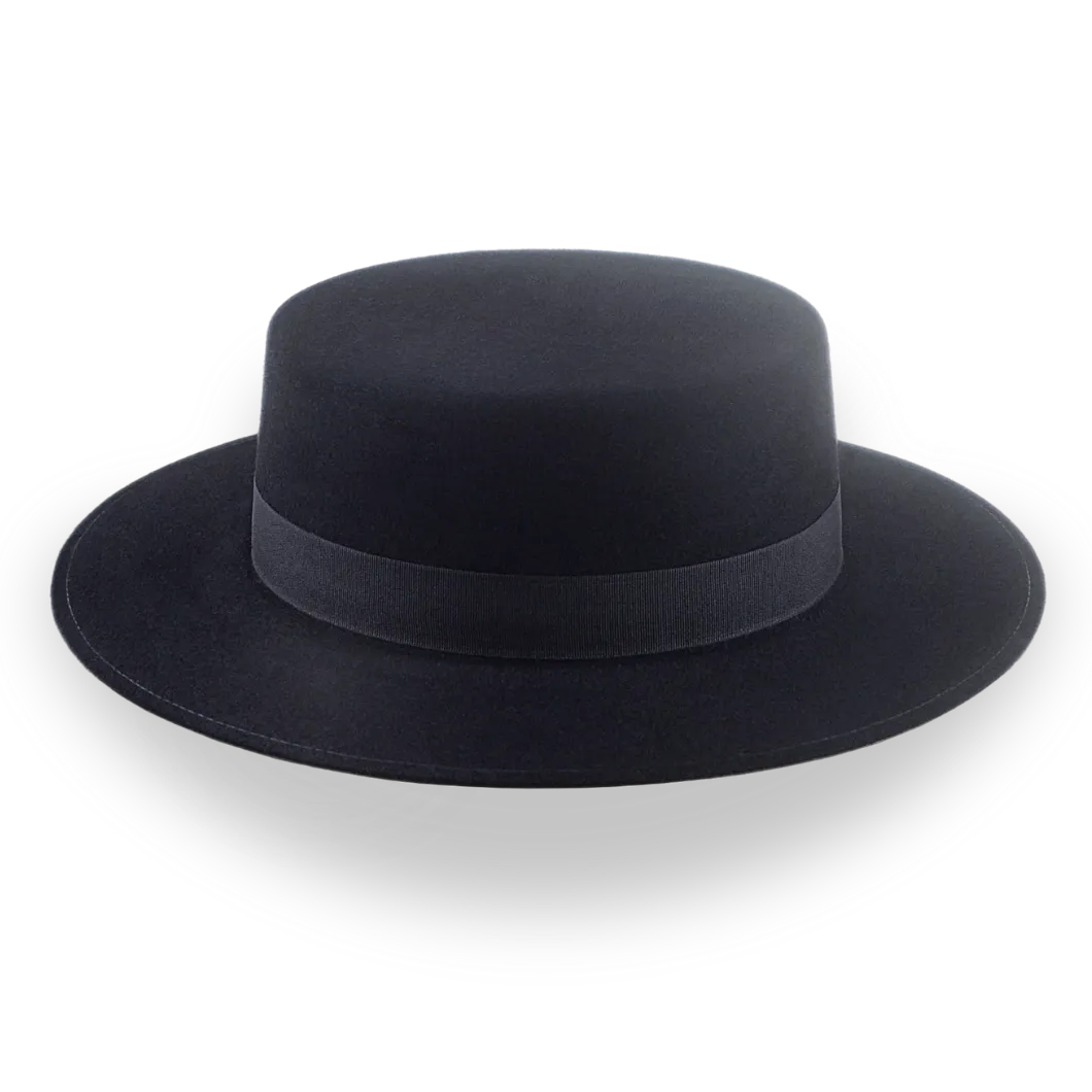 All Black Western Style Felt Boater Hat | The Hawk - Agnoulita Hats 5 