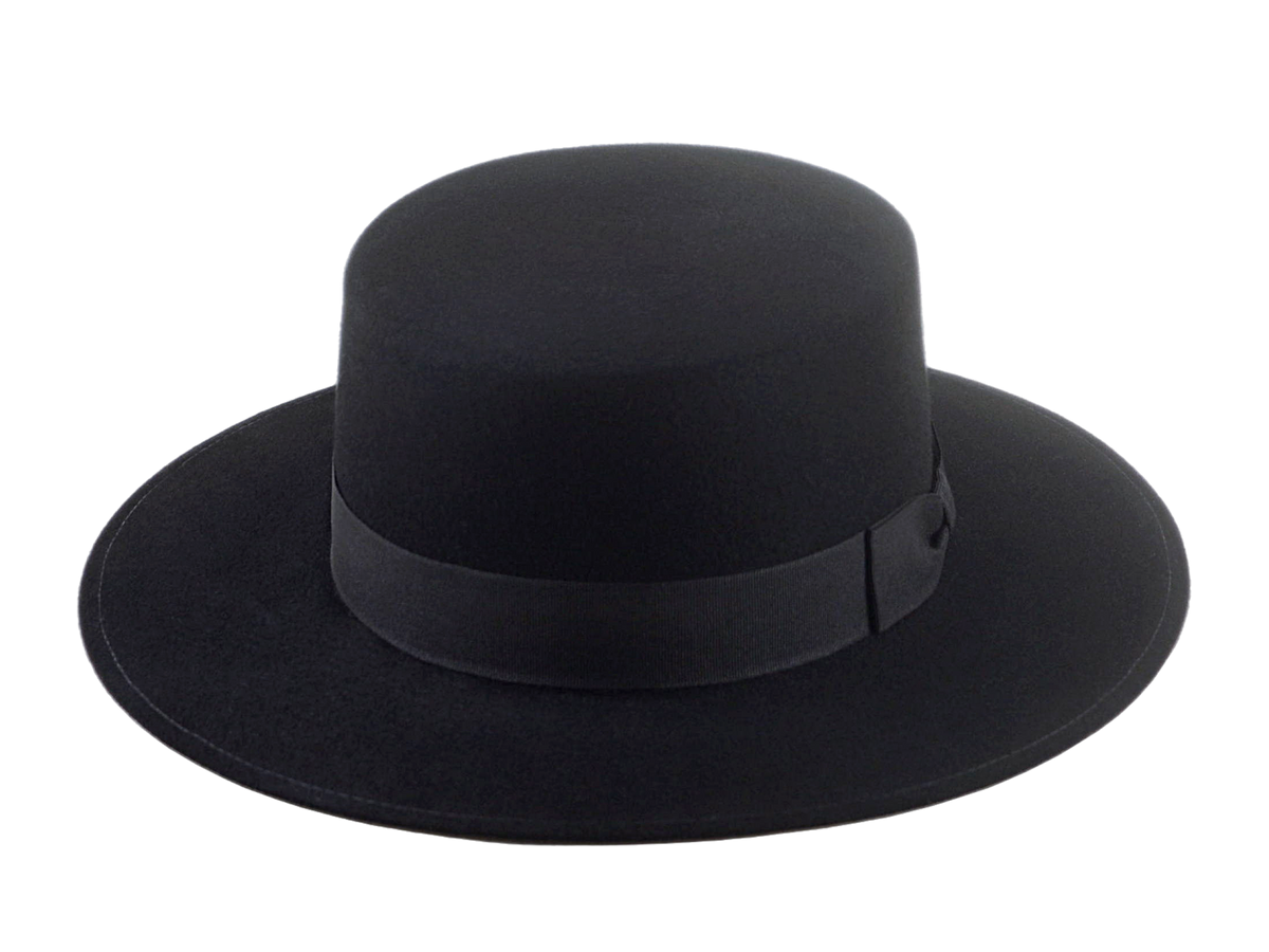 All Black Felt Boater Hat - The Hawk | Agnoulita Hats