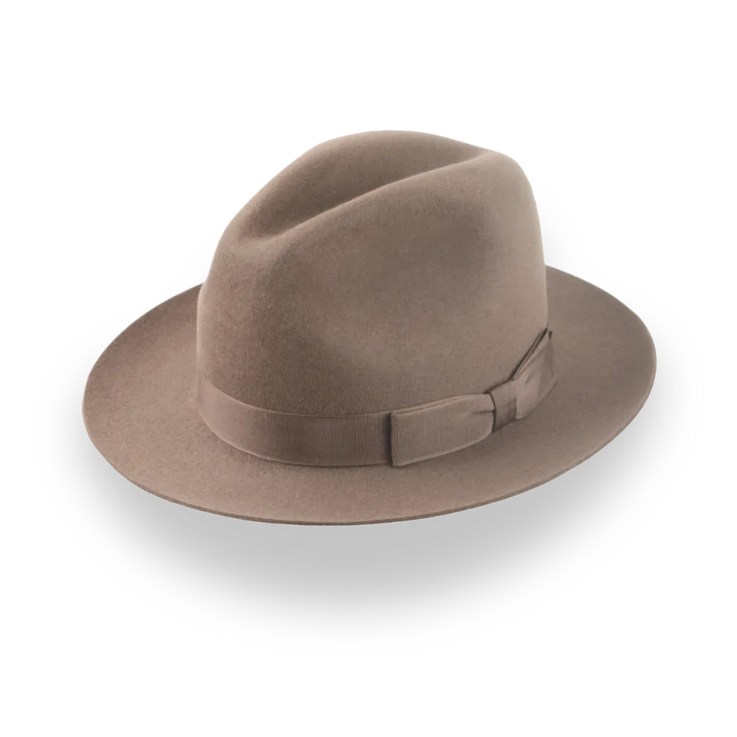 Artisanal Taupe Brown Fedora Hat with Center-Dent Crown | The Fortis - Agnoulita Hats 1 