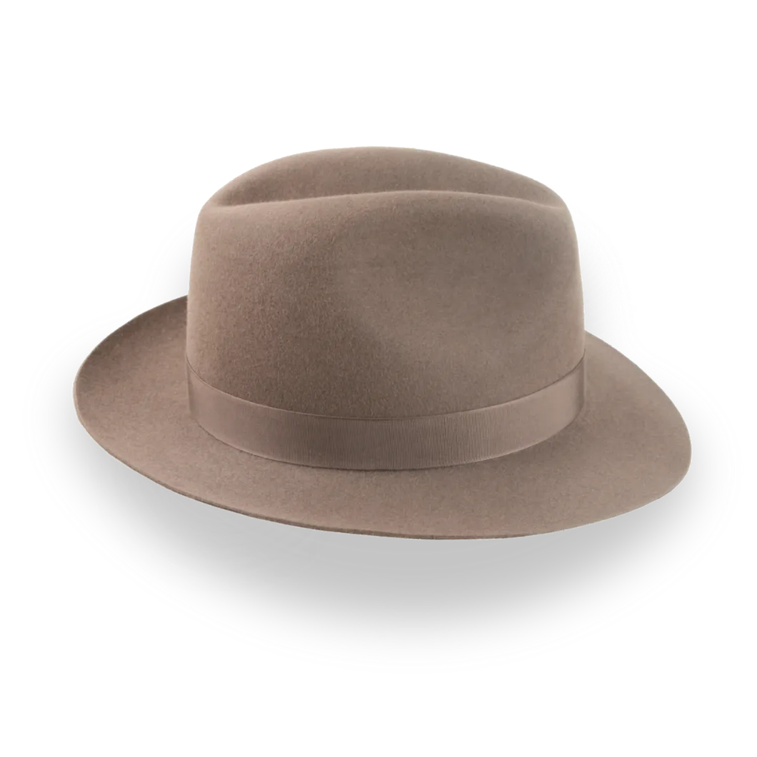 Artisanal Taupe Brown Fedora Hat with Center-Dent Crown | The Fortis - Agnoulita Hats 5 