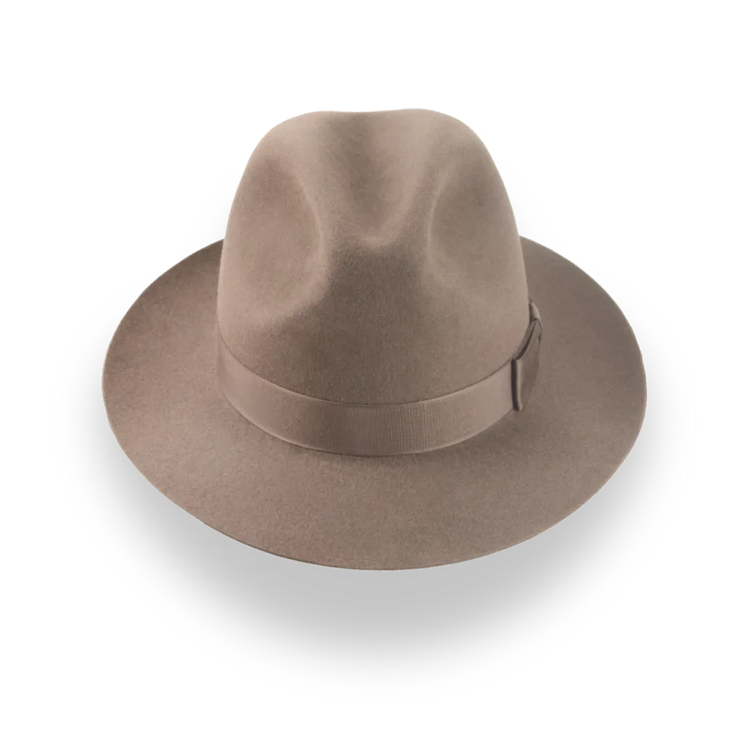Artisanal Taupe Brown Fedora Hat with Center-Dent Crown | The Fortis - Agnoulita Hats 6 