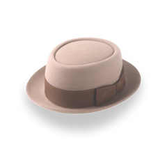 Cappello Porkpie classico beige Crown cannocchiale in feltro di pelliccia | L'Soul
