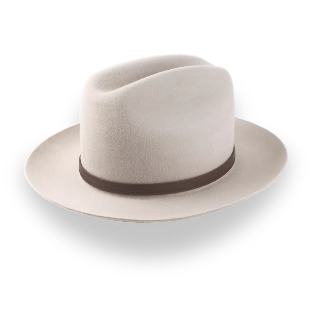 Beige Cowboy Fedora Hat with Artisanal Leather Hat Belt | The Patriot - Agnoulita Hats 4 