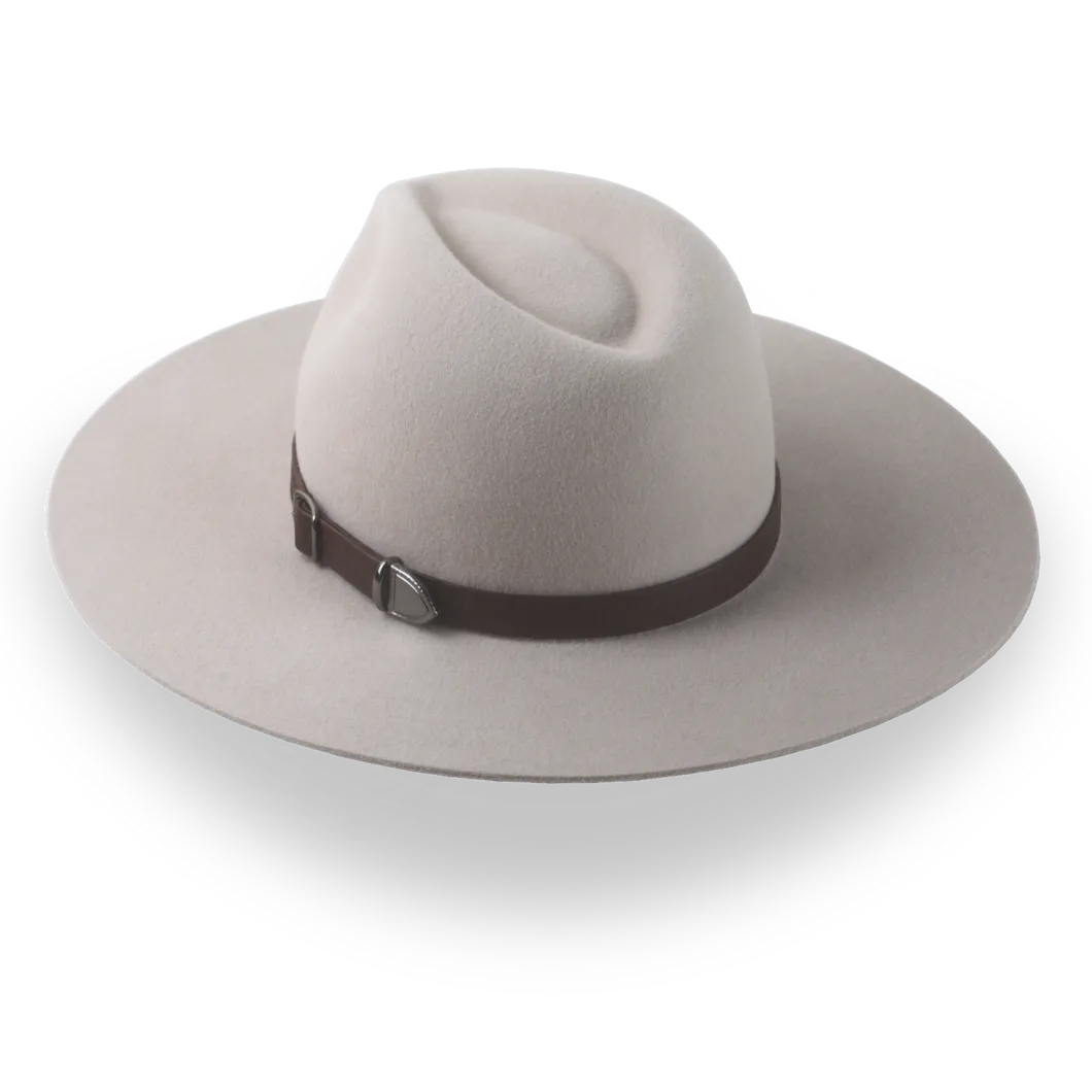 Beige Western Style Flat Brim Hat with Iconic Crown | The Cactus - Agnoulita Hats 3 