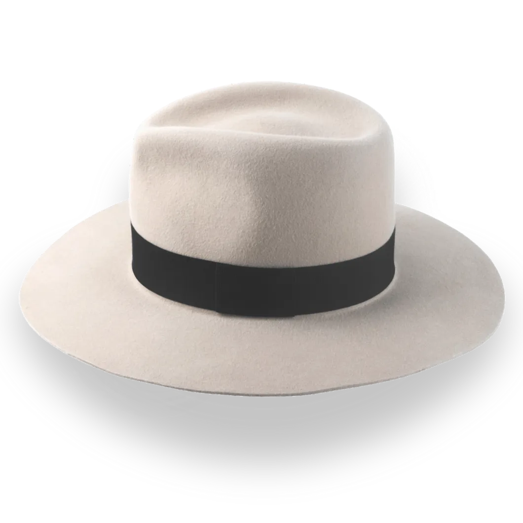 Beige Wide Brim Fedora Hat in Premium Fur Felt | The Enigma - Agnoulita Hats 2 