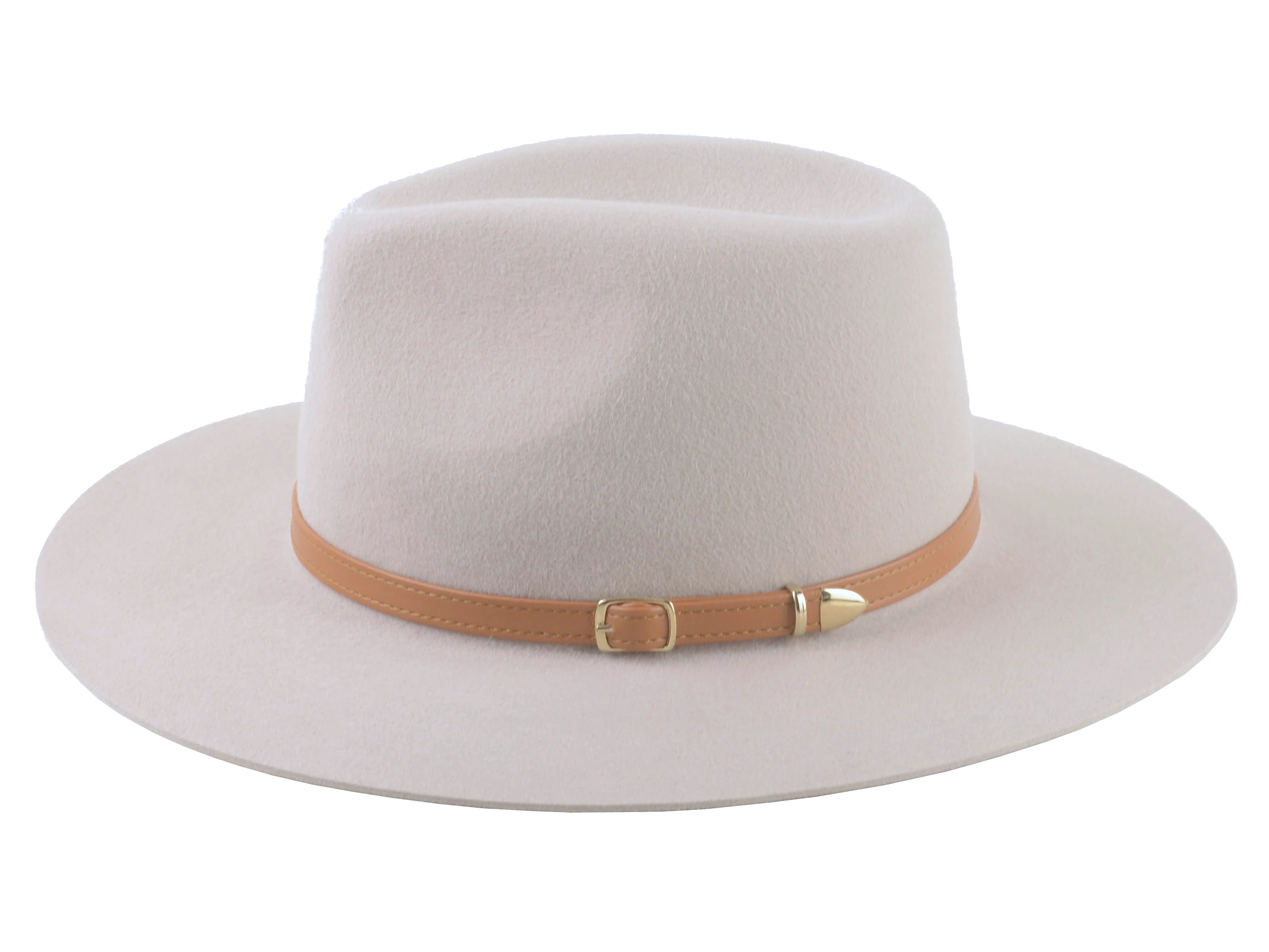 The Solstice - Beige Fur Felt Wide Brim Fedora for Women with Stylish Leather Belt | Agnoulita Quality Custom Hats 2