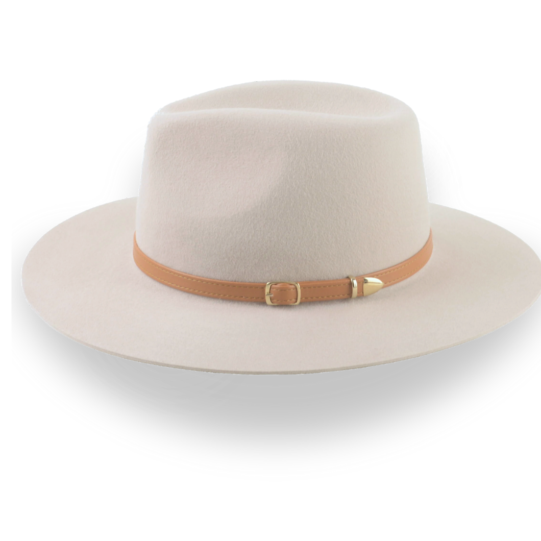 Beige Wide Brim Felt Rancher Hat in Premium Fur Felt | The Solstice - Agnoulita Hats 3 