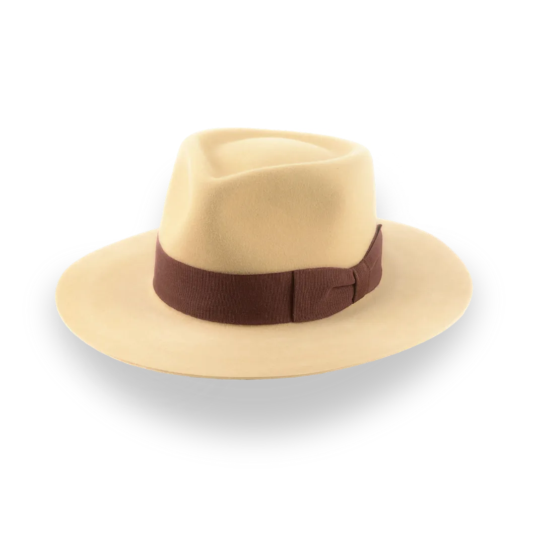 Biscuit Yellow Wide Brim Fedora in Chic Fur Felt | The Rusty 11 - Agnoulita Hats 1 