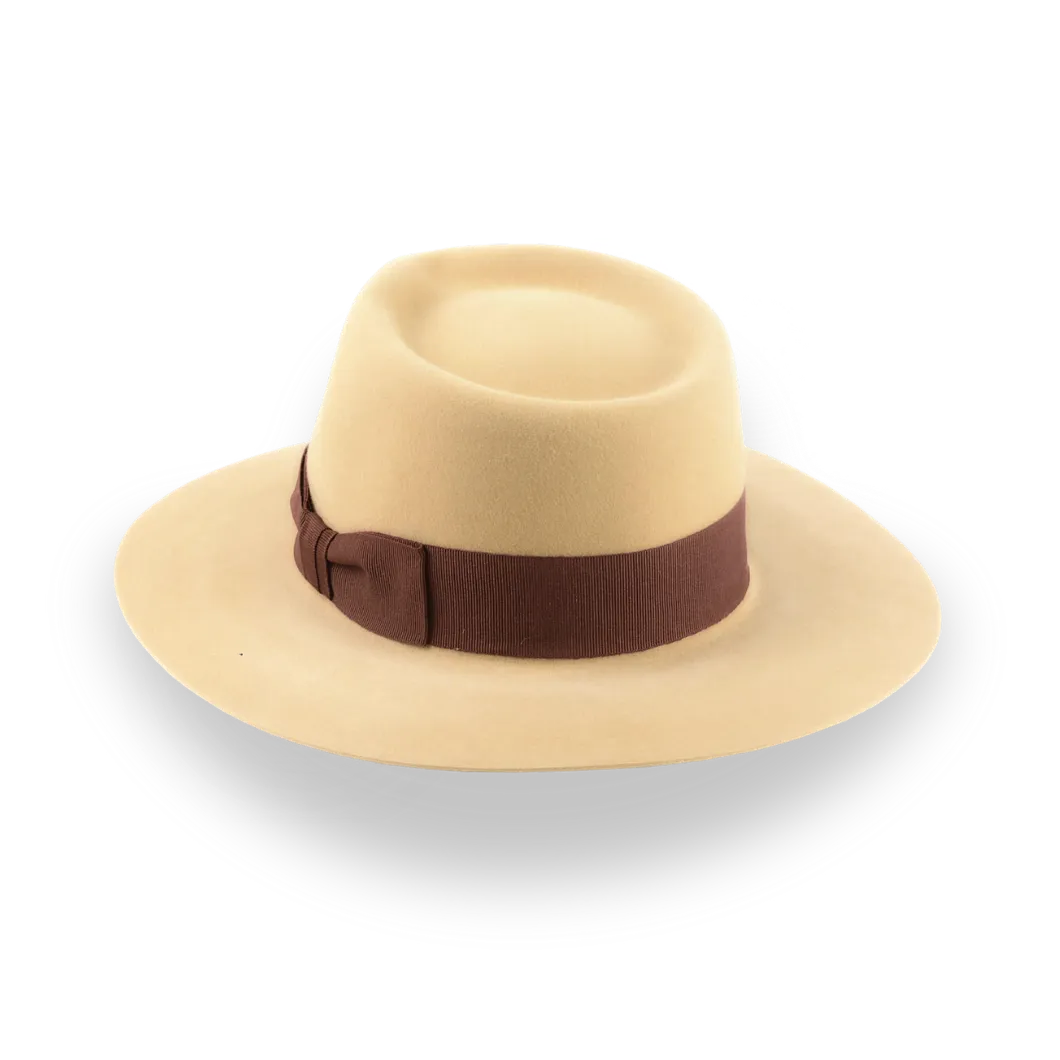 Biscuit Yellow Wide Brim Fedora in Chic Fur Felt | The Rusty 11 - Agnoulita Hats 3 