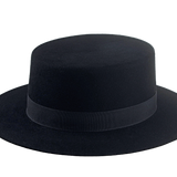 The Drover: Profile shot illustrating the 2 5/8" raw-edge flat brim, perfect for versatile styling | Agnoulita Hats